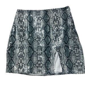 Endless Rose Skirt Snake Print Sequins Women's‎ Size Small Zip Sexy Front slit